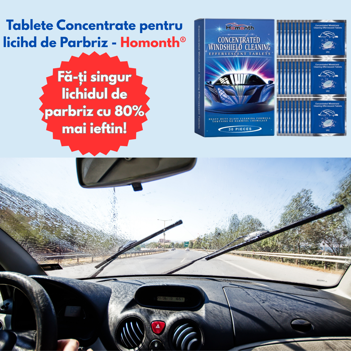 Tablete Concentrate pentru licihd de parbriz - Homonth®